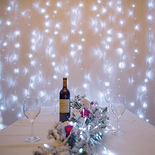 oopswow 304 LED Curtain Lights,8 Modes Hanging Wall Lights Outdoor,Plug in Fairy Curtain String Lights for Window,Ceiling,Party Backdrop,Wedding,Christmas,Halloween,Bedroom Decor(Green)