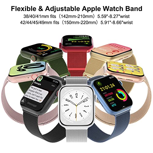 Steezrd 3 Pack Mesh Metal Bands Compatible with Apple Watch Band 38mm 40mm 41mm 42mm 44mm 45mm 49mm, Stainless Steel Magnetic Loop Strap for iWatch Ultra/2 Series 9/8/SE/7/6/5/4/3/2/1 Men Women