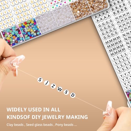 1800+ Letter Beads Set for DIY Friendship Bracelets, Alphabet Beads Kit with Crystal String, Pearls, Seed Beads & Charms, Perfect for Jewelry Making, Crafts, Necklaces & Bracelets