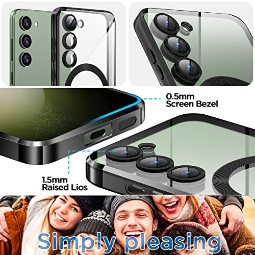 AICase Magnetic Clear Case for Samsung Galaxy S23 6.1'' with Full Camera Lens Protection[No.1 Strong N52 Magnets] [Non-Yellowing] [Military Grade Protection]Shockproof Protective for Women Girls Men_5