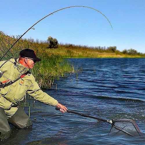 SAN LIKE 2pack Fishing Net Fish Landing Nets Ice Fishing Collapsible Telescopic Sturdy Pole Handle for Saltwater Freshwater Extending to 51inches (51inch-2pack)