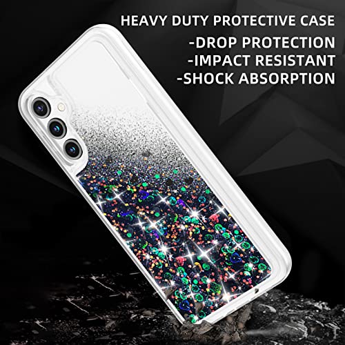 for Samsung Galaxy A14 5G Case Glitter Liquid,Galaxy A14 5G Case Bling Quicksand Sparkle Shockproof Protective Bumper Case for Samsung A14 5G 2023 Cute for Girls Women Men,Black