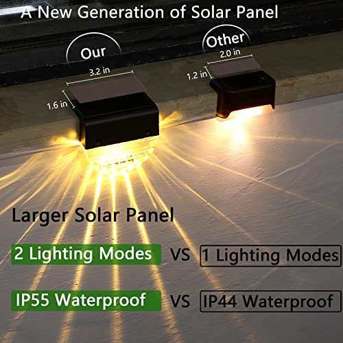 Solar Deck Lights, 6 Pack Waterproof LED Solar Lights Outdoor, Solar Step Lights Solar Fence Lights, Solar Lights for Outside, Garden, Patio, Stairs,Yard,10 Lumens, Warm White/Color Changing Lighting