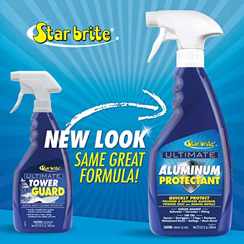 STAR BRITE Ultimate Aluminum Protectant - Quick Protection for Polished & Anodized Aluminum, Shields Against Saltwater, Corrosion & Pitting - Ideal for Towers, Outriggers, Pontoons - 22 OZ (080922P)