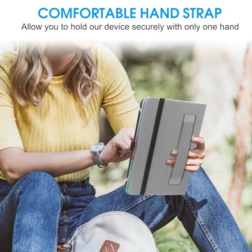 HoYiXi Universal Case for 7-8 inch Tablet Fire HD 8/Fire HD 8 Plus with Stand Folio and Hand Strap Protective Cover for 7"-8" Samsung Android Tablet -Dali Blue