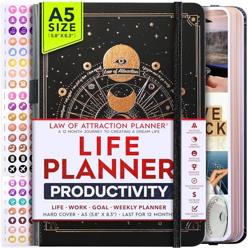 Life Planner - Undated Deluxe Weekly, Monthly Planner, a 12 Month Journey to Increase Productivity, Happiness & Enhance Organization | Life Organizer, Gratitude Journal, Agenda Planner, To Do List, Gift Box & Stickers - Start Anytime