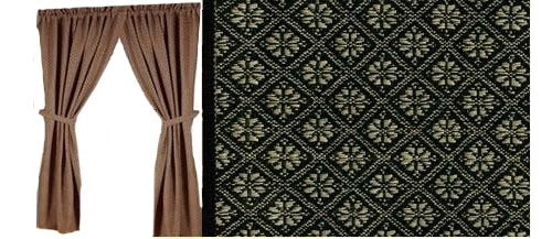 Home Collection by Raghu 2-Piece Kingston Jacquard Panels, 84 by 86-Inch, Black/Nutmeg