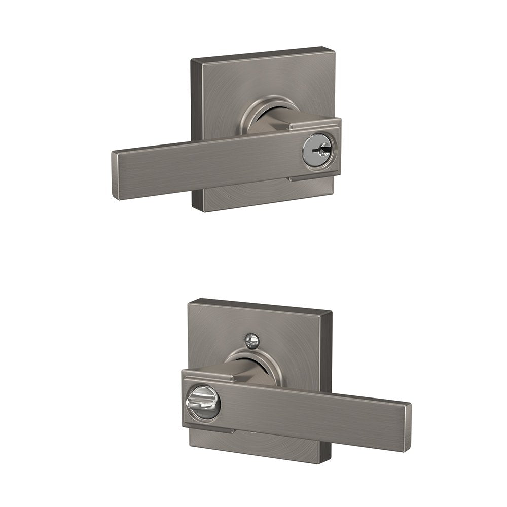 Schlage F51A NBK 619 COL Northbrook Lever with Collins Trim Keyed Entry Lock, Satin Nickel