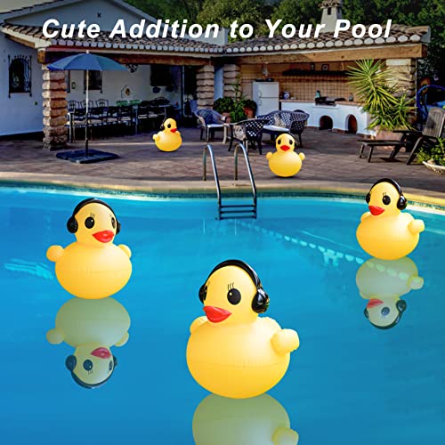 Floating Solar Pool Lights, 16 inch Waterproof Pool Lights that Float, Light up LED Pool Accessories, Glow Duck Pool Light, Inflatable Solar Powered Floating Light for Pools,Pond,Hot tub,Party-2pcs