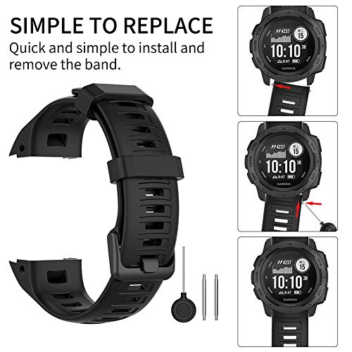 Watbro Bands Compatible with Garmin Instinct Sports GPS, Soft Silicone Adjustable Replacement Wristbands for Garmin Instinct/Instinct Tide/Instinct Tactical