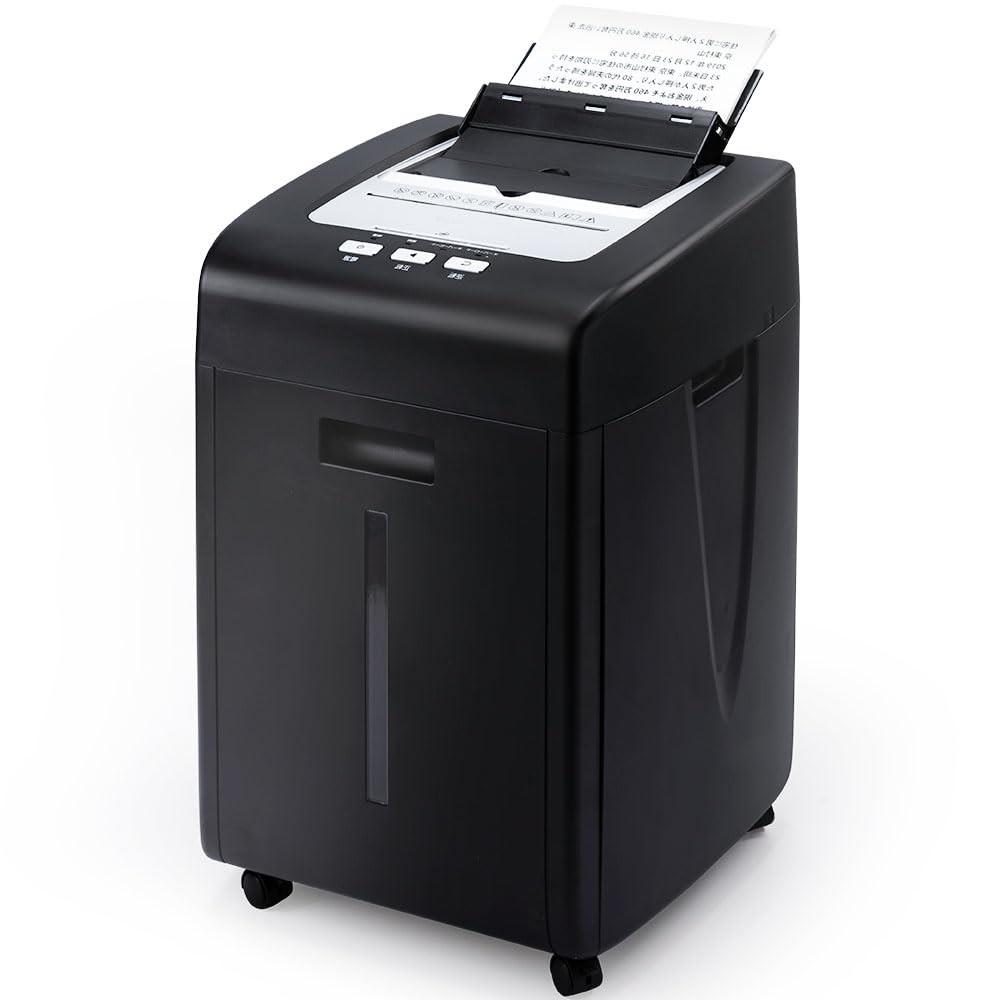 Kitnery Auto Feed Paper Shredder: 200-Sheet Micro Cut Home Office Shredders, 60 Mins Commercial Heavy Duty Paper Shredder, P-5 High Security Level, Shred Paper/CD/Credit Card with 9.3 Gal Pullout Bin