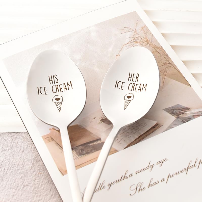 Funny Couple Gifts Spoon for Him and Her Wedding Gifts for Husband Anniversary Day Gift for Her Wife Girlfriend Birthday Gifts from Boyfriend Christmas Gifts for Ice Cream Lovers Bday Gift Ideas