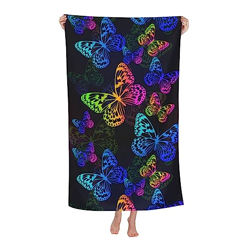 VOOHDDY Butterfly Flying Beach Towel Large Soft Absorbent Microfiber Quick Dry Oversized Bath Towels for Bathroom Women Men Pool Camping Travel Swimming Picnic Sports