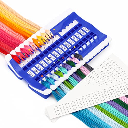 30 Positions Floss Organizer Embroidery Shelf, Luxiv Thread Organizers for Cross Stitch Embroidery Thread Holder with 15 Pcs Replaceable Paper Card Sewing Needle, Embroidery Floss Organizer…
