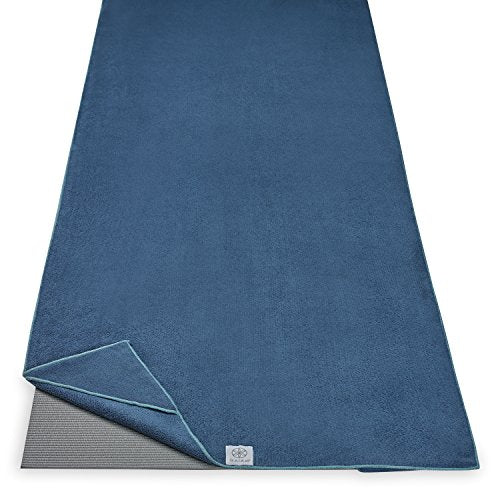 Gaiam Stay Put Yoga Towel Mat (Fits Over Standard Size - 70"L x 26"W), Lake, Large