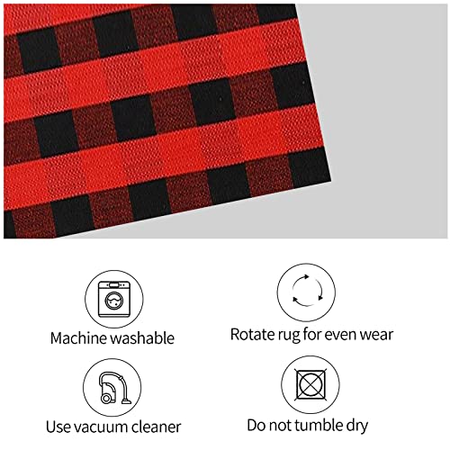 SEEKSEE Cotton Buffalo Plaid Rug 2'x3' Black and White Checked Rug Washable Doormats Indoor Outdoor Rugs for Layered Front Door Mats, Porch, Kitchen, Farmhouse, Entryway