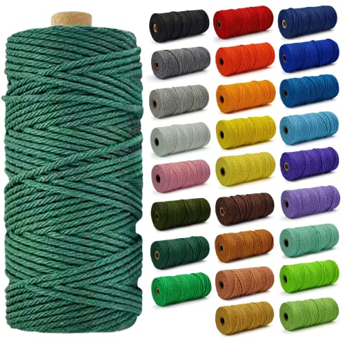 Hdviai 2mm x 594 Yards Macrame Cord - 18 Colors Natural Colored Macrame Cotton Cord Rope Kit - 4 Strand Twisted Cotton Rope for Wall Hanging，DIY Craft Making，Plant Hangers，Knotting Decorative Projects