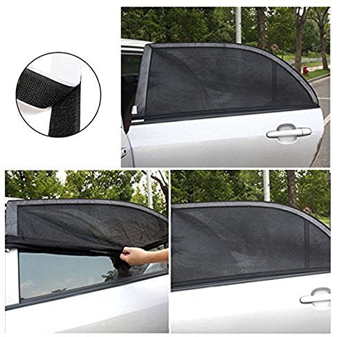 Pair of Car Window Shade for Sun Universal Fit Adjustable Sun Shade Breathable Mesh Car Curtains Window Net Car Rear Door Outdoor Camping Netting (XL)