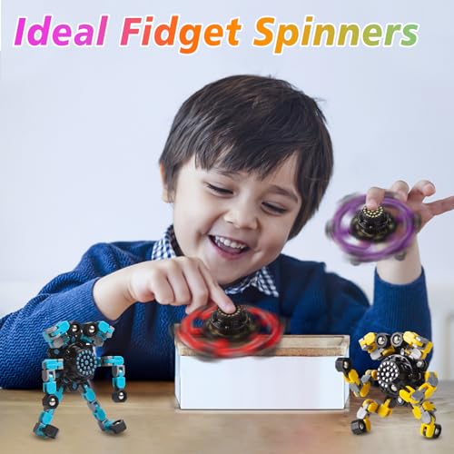 Gokeey Transformable Fidget Spinners 3 Pcs for Kids and Adults Stress Relief Sensory Toys for Boys and Girls Fingertip Gyros for ADHD Autism for Kids