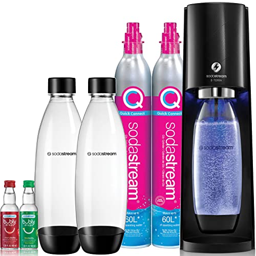 SodaStream E-TERRA Sparkling Water Maker (Black) with CO2, Carbonating Bottle, and Pepsi® Zero Sugar Mix