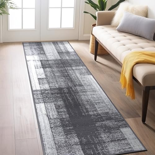 Rugshop Contemporary Distressed Design Soft Area Rug Yellow