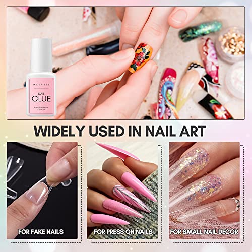 Makartt Makartt Super Strong Nail Glue for Press on Nails - Acrylic Nail Tips-Fake Nails-Salon Quality Brush On Nail Glue-Easy Application Durable & Long-Lasting Glue False Nails