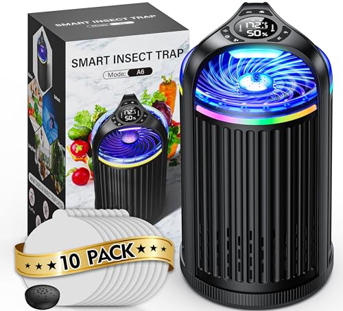 Fruit Fly Traps for Indoors, Smart Pro Indoor Insect Traps for Fruit Flies, Moths, Fungus Gnats, Mosquitos, Efficient Pest Control with Temperature & Humidity Sensor, One-Click Start with Memory Mode