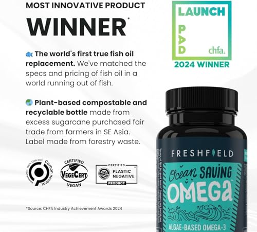 Ocean Saving Omega 3, The Fish Oil Replacement, 2-Month Supply, Sustainably Sourced, Highest Levels of DHA per Capsule (440 mg), Algae Oil, w/DPA. 60 Count