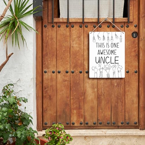 FUGWN This is One Awesome Uncle Wooden Signs 8x10, Uncle Gifts, Best Uncle Gifts, Uncle Uncles Gifts Gift from Niece Nephew, Gifts for Uncle Home Room Wall Decor