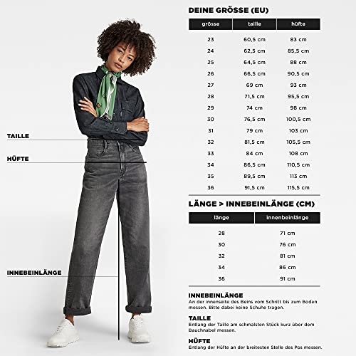 G-Star Raw Women's Deck Ultra High Wide Leg Jeans, Raw Denim, 24W x 30L