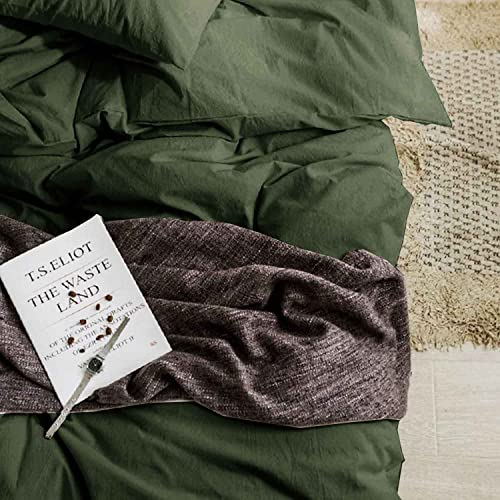 ETDIFFE Dark Green Twin/Twin XL Size Comforter, 2pc Soft Farmhouse Olive Bedding Set & Collection, Lightweight All Season Microfiber Down Alternative Bed Comforter with 1 Pillow Sham for Women Men