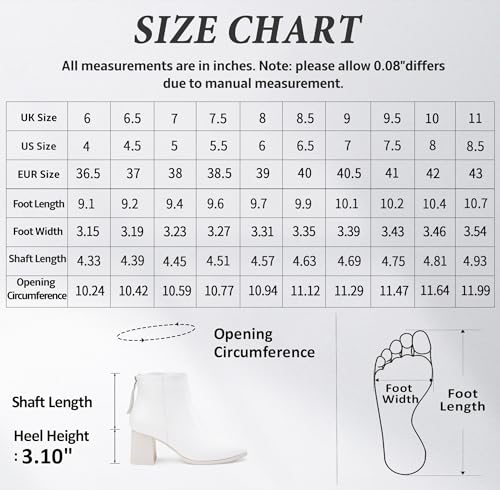 Jeossy Women's 9635 Chunky Heeled Ankle Boots | Black Pointed Toe Stacked Block Heel Booties with Zipper Size 6.5(DJY9635 Black 06.5)