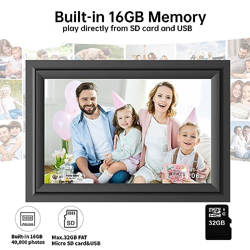 SAMMIX Digital Picture Frame, 10.1 Inch WiFi Digital Photo Frame, IPS HD Touch Screen Electronic Picture Frame, 16GB Storage, Slideshow, Easy to Share Photos and Video via Uhale APP, Gifts for Family