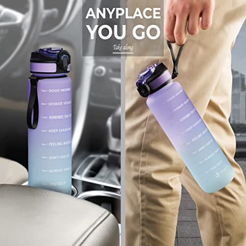 YOU GOT THIS LIVING Motivational Water Bottle with Time Marker, 32 oz Water Bottle, Sports Water Bottle with Spout, Achieve All-Day Hydration SpillProof, BPA FREE