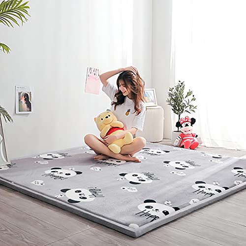 Loartee Kids Play Area Rug - 1.2" Soft & Thick Coral Velvet Nursery Rug, Crawling Mat for Toddler, Cute Rabbit Play Mat, Non-Toxic & Anti-Skid, Blue, Size:5.0'x5.0'(About 150x150cm)