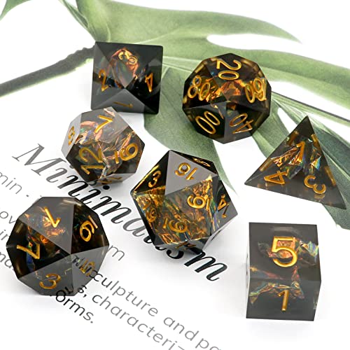 Haxtec Sharp Edge DND Dice Set Purple Red Resin Dice Silver Flakes D&D Dice for RPG Role Playing Games Dungeons and Dragons Gift War Series