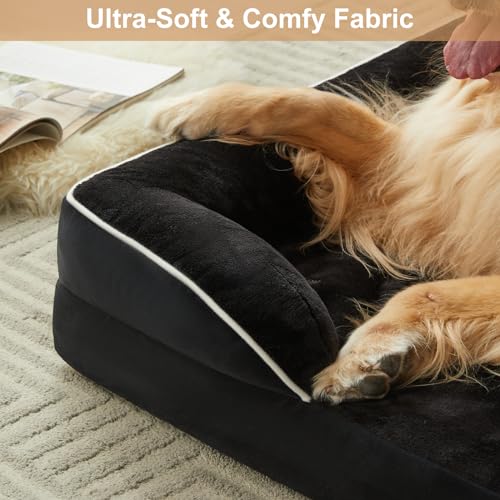 WNPETHOME Waterproof Dog Beds for Large Dogs, Orthopedic XL Dog Bed with Sides, Big Dog Couch Bed with Washable Removable Cover, Pet Bed Sofa with Non-Slip Bottom for Sleeping