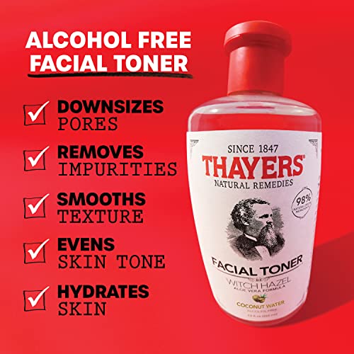 THAYERS Alcohol-Free, Hydrating Coconut Water Witch Hazel Facial Toner with Aloe Vera Formula, Vegan, Dermatologist Tested and Recommended, 12 Oz