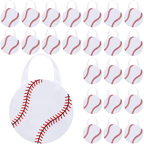 Shihanee 24 Pcs Baseball Party Favors Gift Bags with Handle Baseball Goodie Snack Treat Bag for Sport Theme Party Decorations Supplies