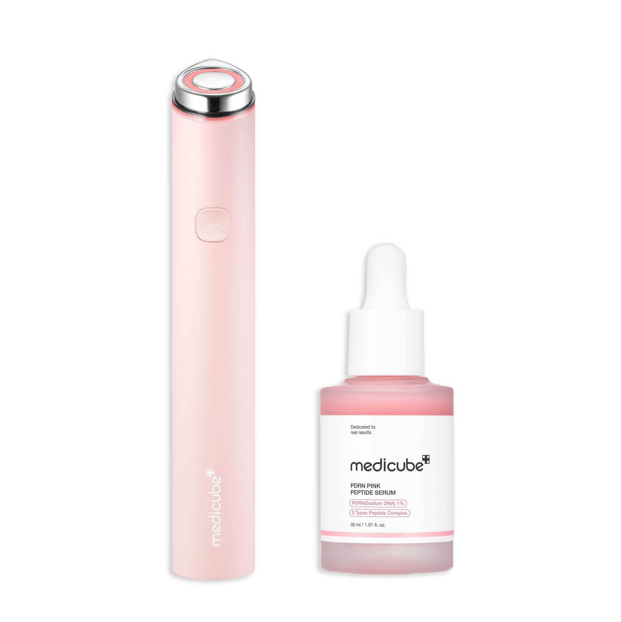medicube Calm and Clear Skin Duo: medicube Mini Booster Pro Pink and Salmon DNA PDRN Pink Peptide Serum