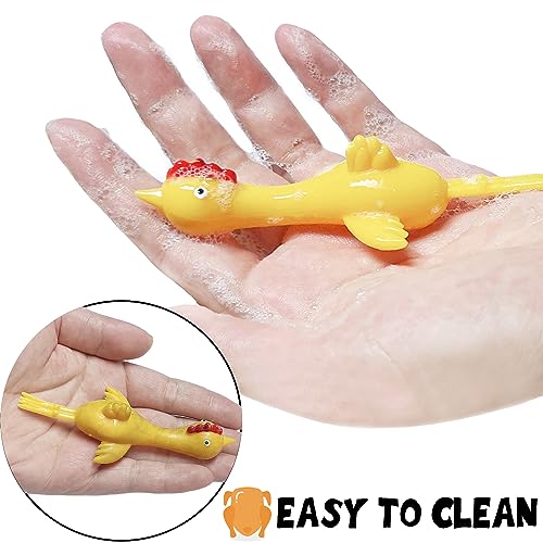 Jishi Chicken Finger Slingshot 12-Pack Flying Rubber Chickens Sling Shot Toys Bulk, Silly Novelty Party Favors, Funny Gag Gifts for Kids Teens Adults, Easter Christmas Birthday Goodie Bag Stuffers