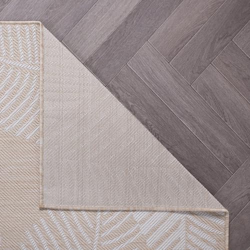 Rugshop Bella Distressed Palm Leaves Textured Flat Weave Easy Cleaning Outdoor Rugs for Deck,Patio,Backyard Indoor/Outdoor Area Rug 2' x 3' Natural