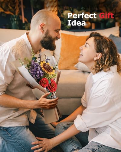 Rowood Artifical Flowers,Wooden Flower Bouquet Building Sets for Adults,Botanical Collection,Mothers Day/Valentine's Day/Christmas/Birthday Gift for Women/Mom/Her,DIY Craft Kit Unique Home Decor-TW01H