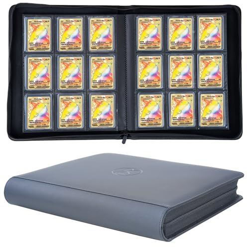 DRZERUI Toploader Binder, Holds 288 Top Loaders for Cards, 9 Pocket Top Loader Binders with Sleeves for 3" x 4" Rigid Card Holders for Trading Cards（Classic Black）