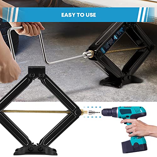 [Upgrade] Kohree 7500lbs RV Stabilizer Leveling Scissor Jacks 24" for Travel Trailer Camper, Set of 2, Heavy Duty RV Stabilizer Jacks Kit with Crank Handle and Drill Bit