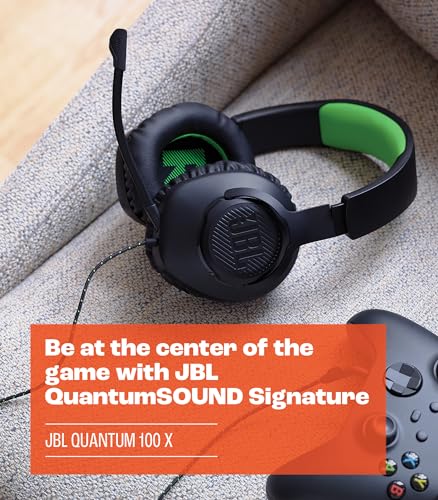 JBL Quantum 100X - Wired Over-Ear Gaming Headset with a Detachable mic, QuantumSOUND Signature, Memory Foam Comfort, Compatible with Windows Sonic Surround Sound (Black)