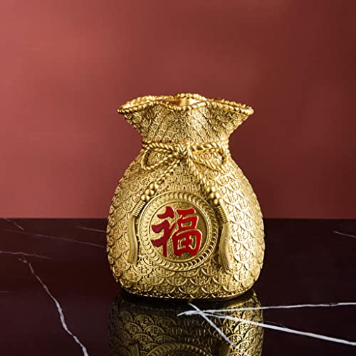 Gazechimp Novelty Flower Vase Planter Pot Money Bag Shape Fortune for Office Flower Arrangements, Gold