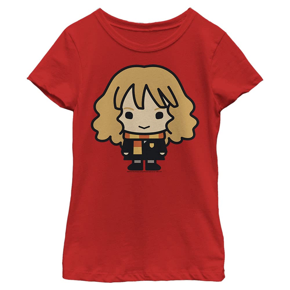 Harry Potter Chibi Hermione Girl's Solid Crew Tee, Red, X-Large