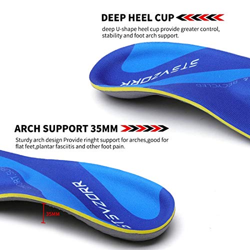 Orthopedic Insoles Plantar Fasciitis Arch Support Flat Feet Heel Spurs and Foot Pain Running Shock Absorption Inserts Size(5-5 1/2)