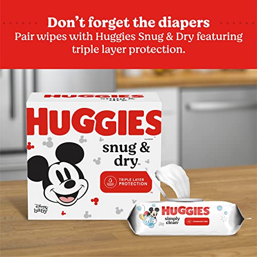 Huggies Simply Clean Fragrance-Free Baby Wipes, Unscented Diaper Wipes, 64 Count(Pack of 11) (704 Wipes Total)